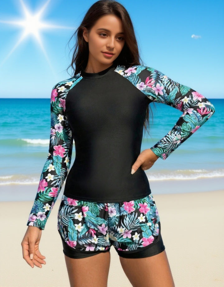 Damen UV-Schutz Surfanzug mit floralem Design Echo Archiv