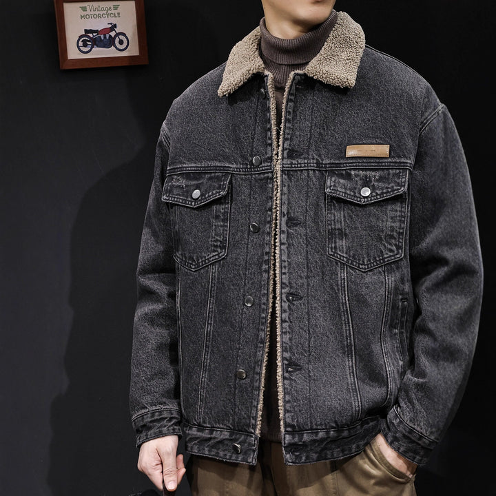Herren Lässige Denimjacke mit Teddy-Futter Echoarchiv