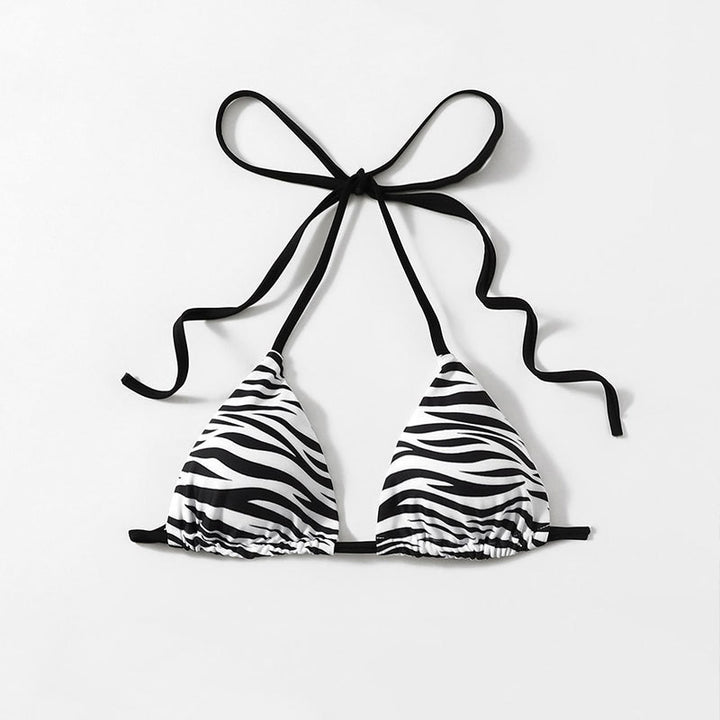 Damen Triangel-Bikini mit modischem Zebra-Muster und Binde-Detail Echo Archiv