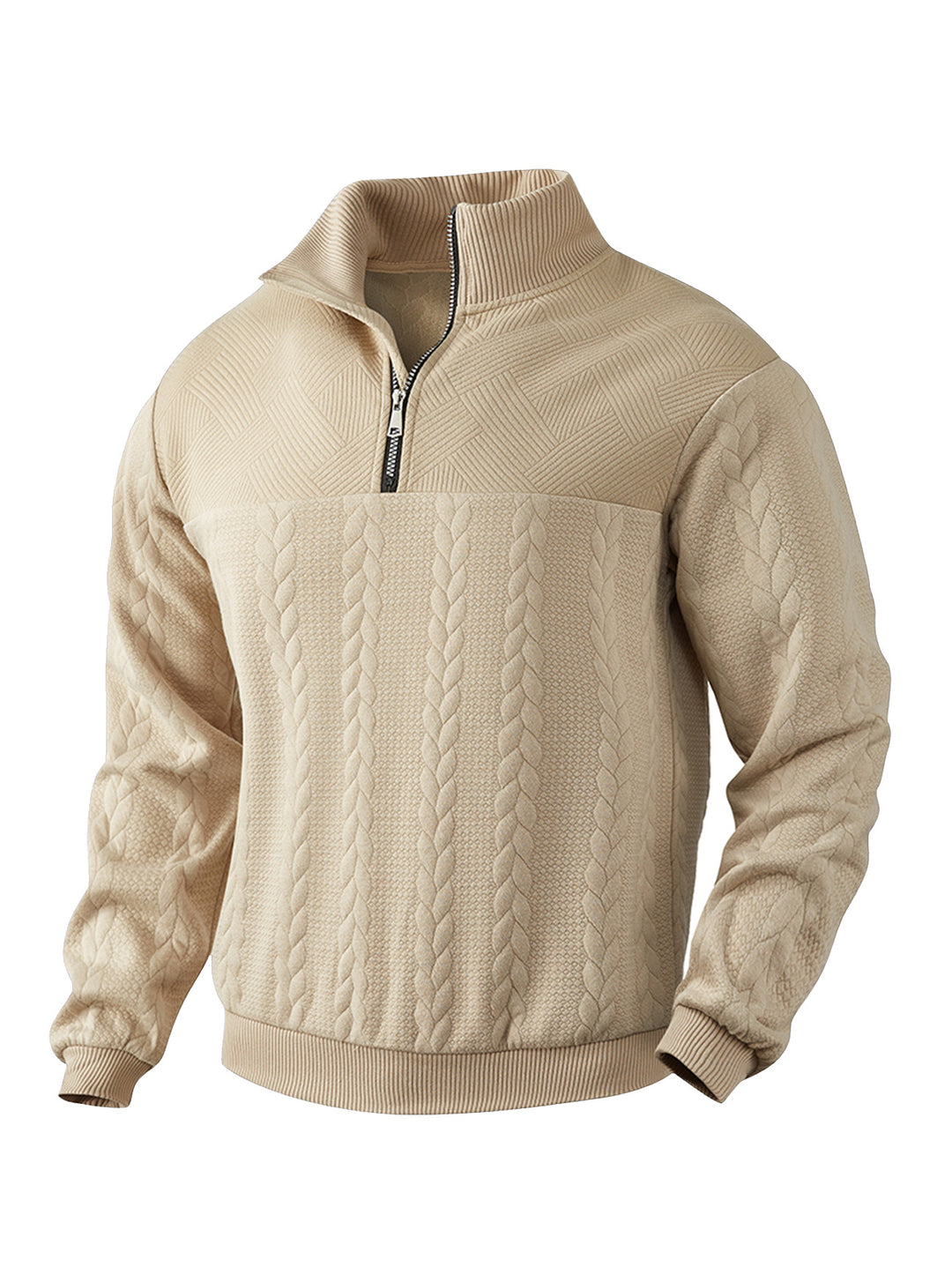 Herren Hoher Kragen Strickpullover mit Reißverschluss Echoarchiv