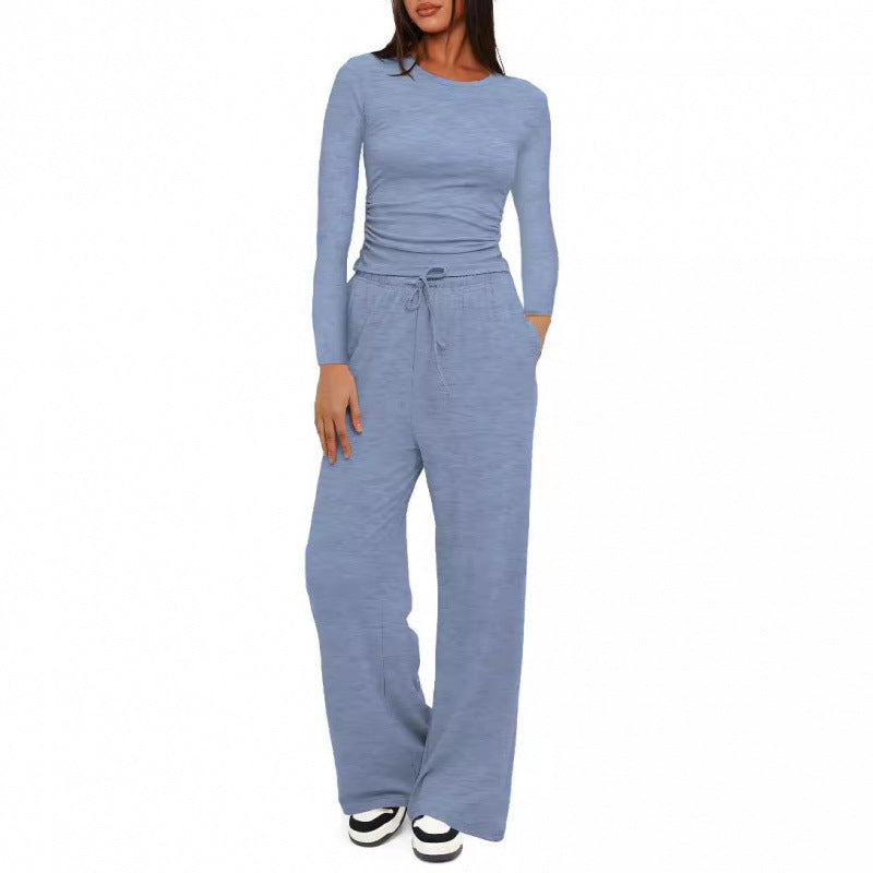 Damen Relax-Freizeithose mit extra weitem Bein, elastischem Bund und Kordelzug Echoarchiv