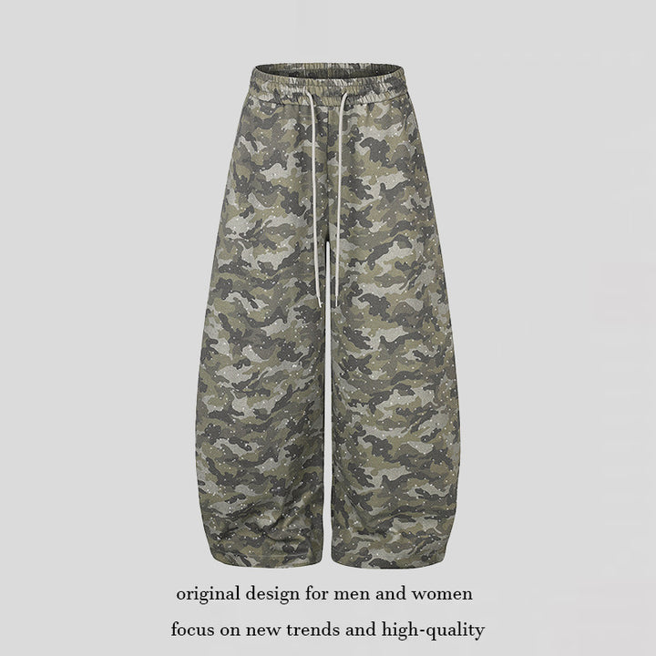 Damen Weite Camouflage-Sweathose mit Ballonbeinen und Tunnelzug Echoarchiv
