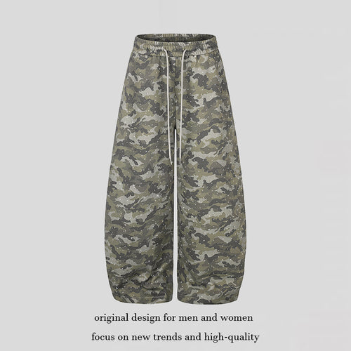 Damen Weite Camouflage-Sweathose mit Ballonbeinen und Tunnelzug Echoarchiv
