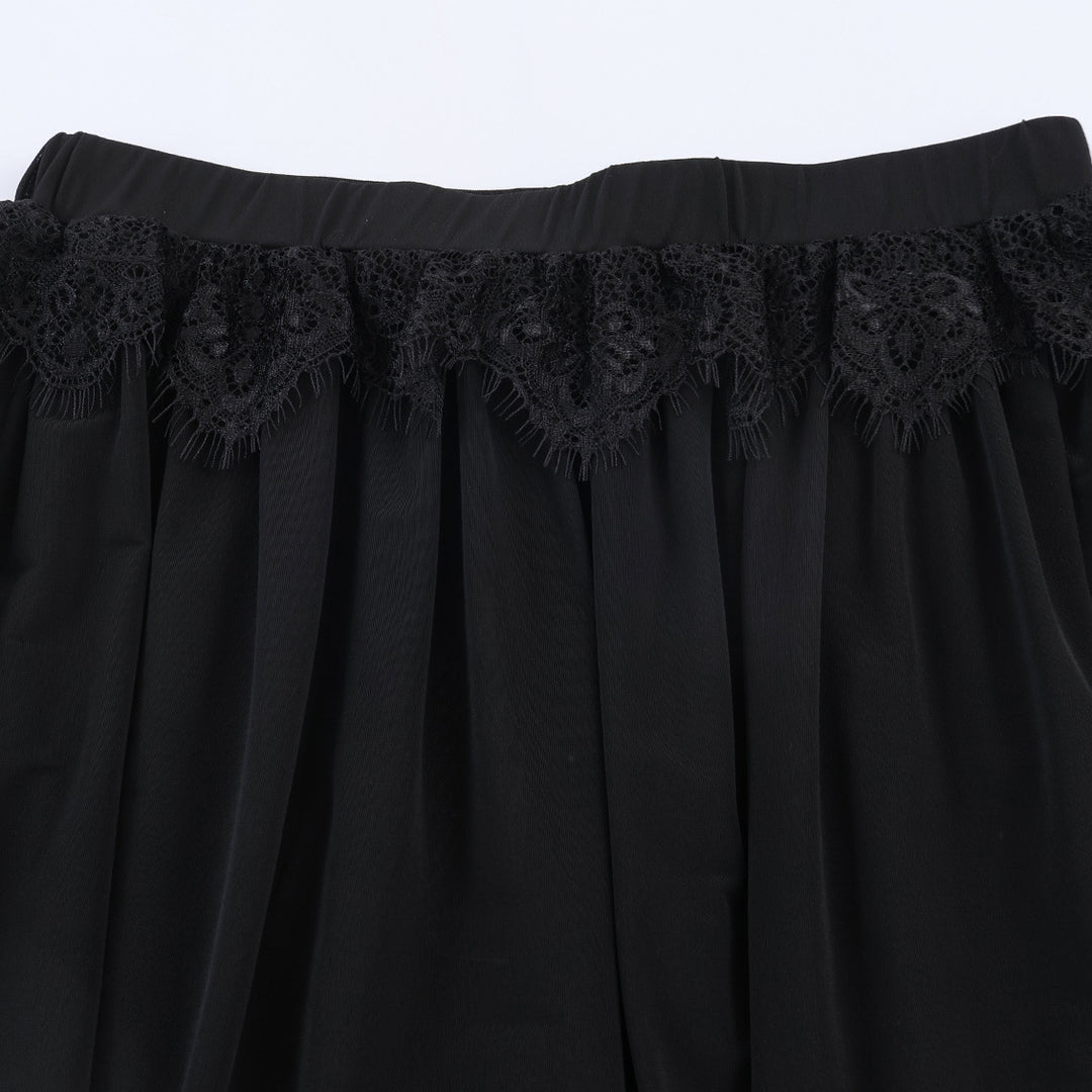 Damen Plissee-Party-Hose mit Spitzenbesatz und elastischem Bund Echo Archiv