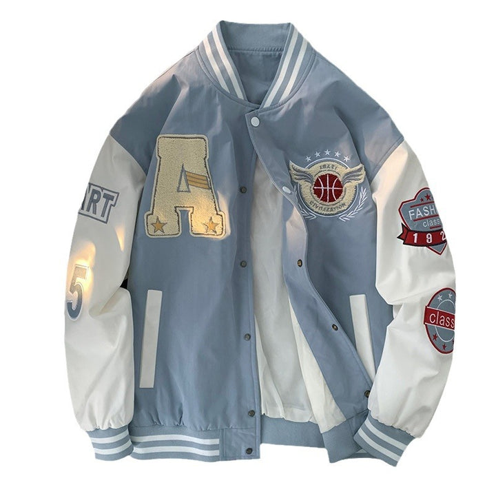 Herren sportliche Collegejacke mit gestickten Applikationen und atmungsaktivem Material Echoarchiv