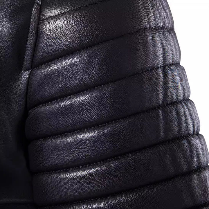 Herren Bikerjacke aus hochwertigem Leder mit innovativen Steppdetails Echoarchiv