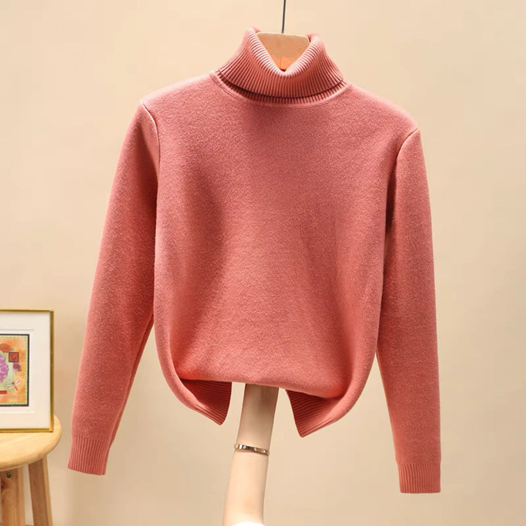Damen Feinstrick-Rollkragenpullover mit wärmendem Innenfutter und schmaler Silhouette – Mavelle