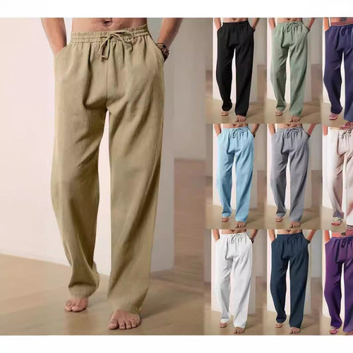 Herren Bequeme Leinenhose mit verstellbarem Bund Echoarchiv