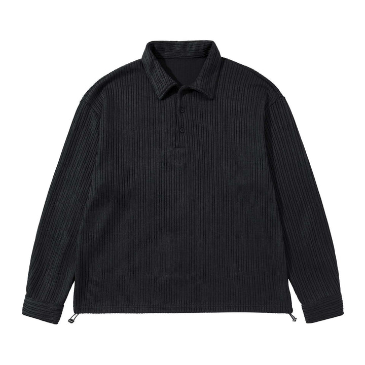 Herren Strukturiertes Poloshirt-Strickpullover mit Knopfleiste und Waffelstrick Echoarchiv
