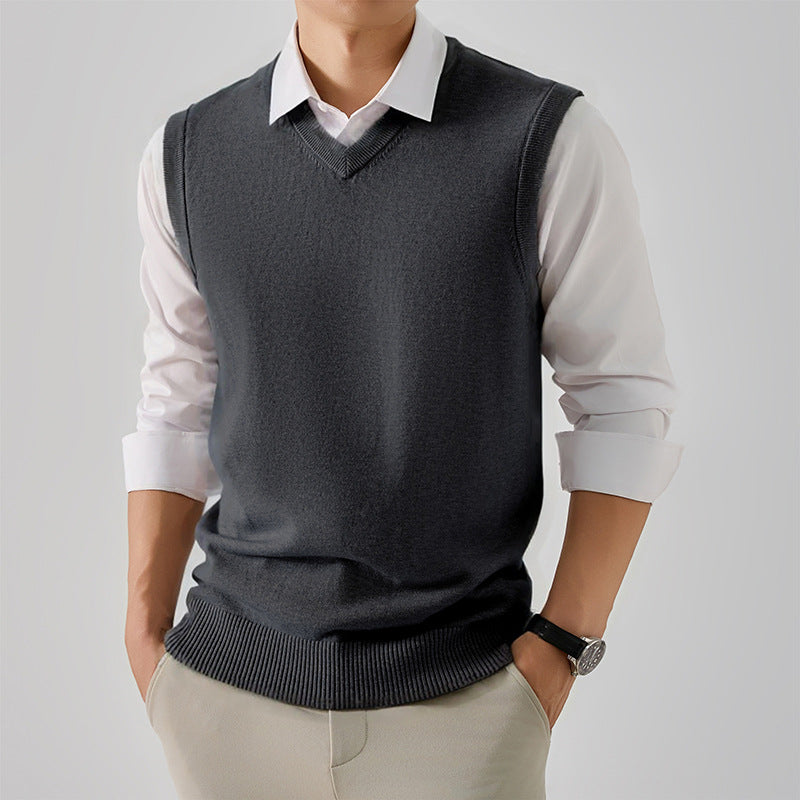 Herren eleganter V-Ausschnitt Pulloverweste Echoarchiv