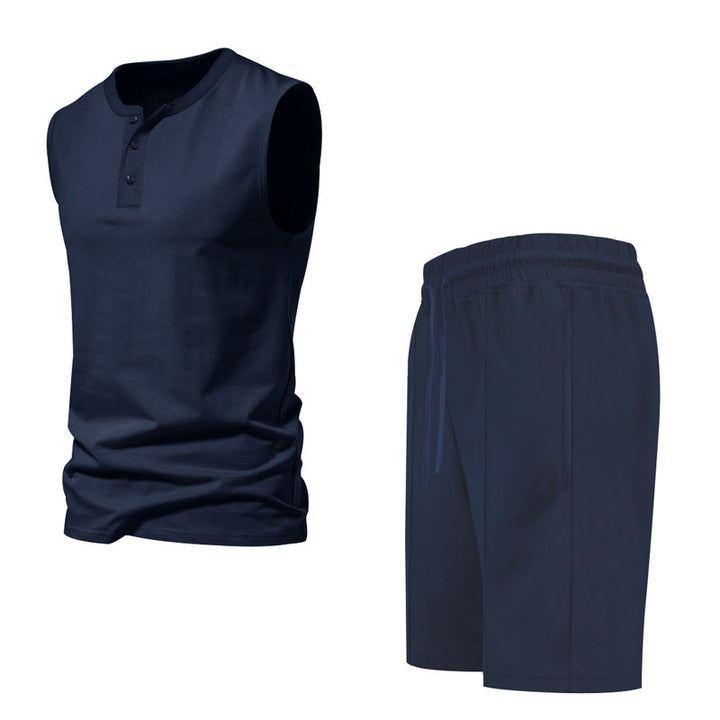 Herren ärmelloses Trainingsoberteil und Shorts-Set aus atmungsaktivem Material Echoarchiv