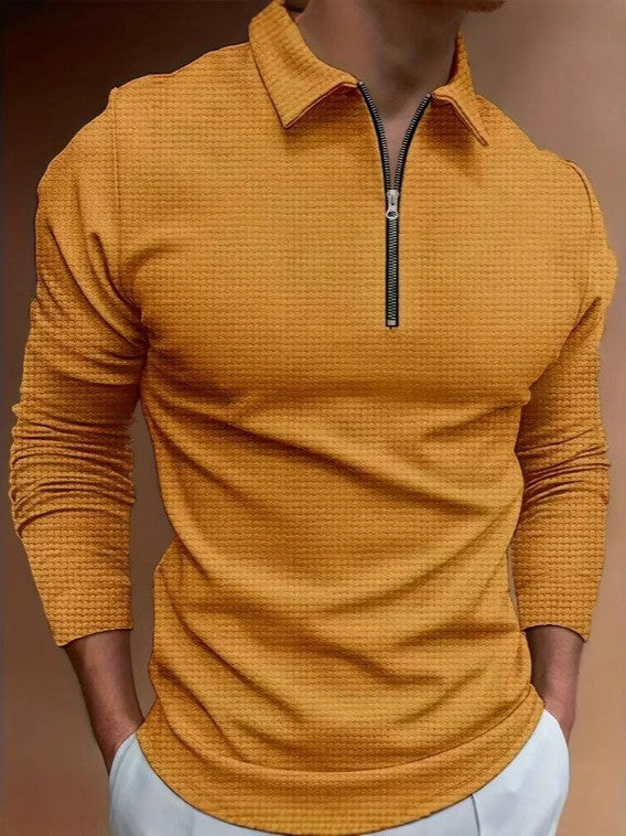 Herren Langarmshirt mit modernem Stehkragen und stylischem Reißverschluss Echoarchiv
