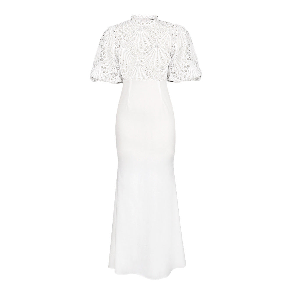 Damen Elegantes Maxikleid mit Spitzenoberteil und voluminösen Ärmeln Echo Archiv