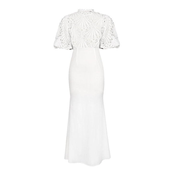 Damen Elegantes Maxikleid mit Spitzenoberteil und voluminösen Ärmeln Echo Archiv