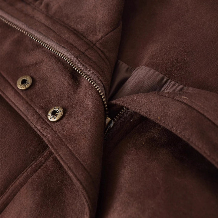 Herren Veloursimitat-Blouson mit hohem Stehkragen, verdecktem Reißverschluss und elastischem Saum – Taviero