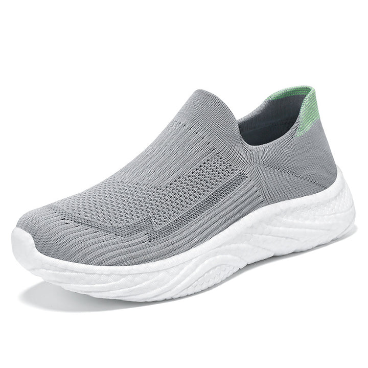 Damen nan nahtloser Strick-Slip-On Komfort-Laufschuh mit sockenähnlichem Schaft und gedämpfter Wellen-EVA-Sohle Echo Archiv