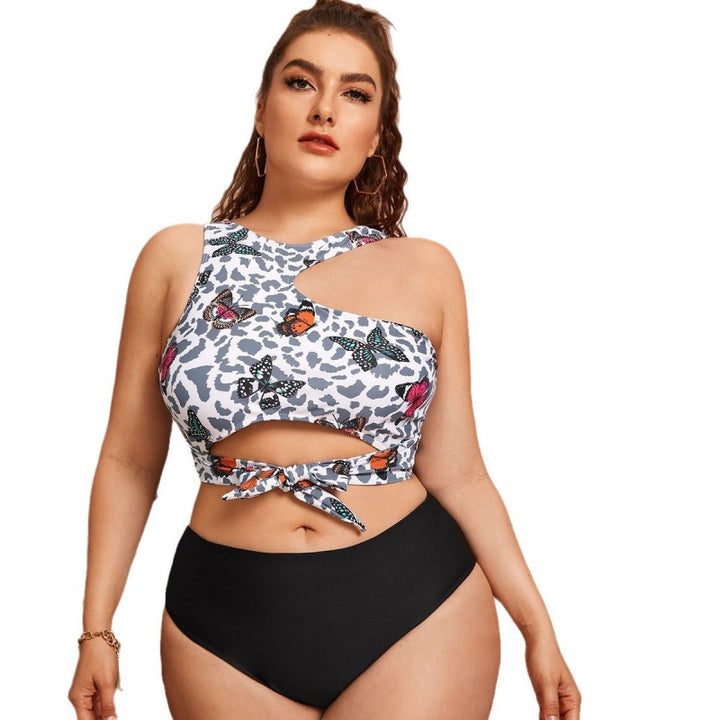 Damen Cut-Out Bikini mit modischem Blütenmuster und hohem Taillen-Slip Echo Archiv