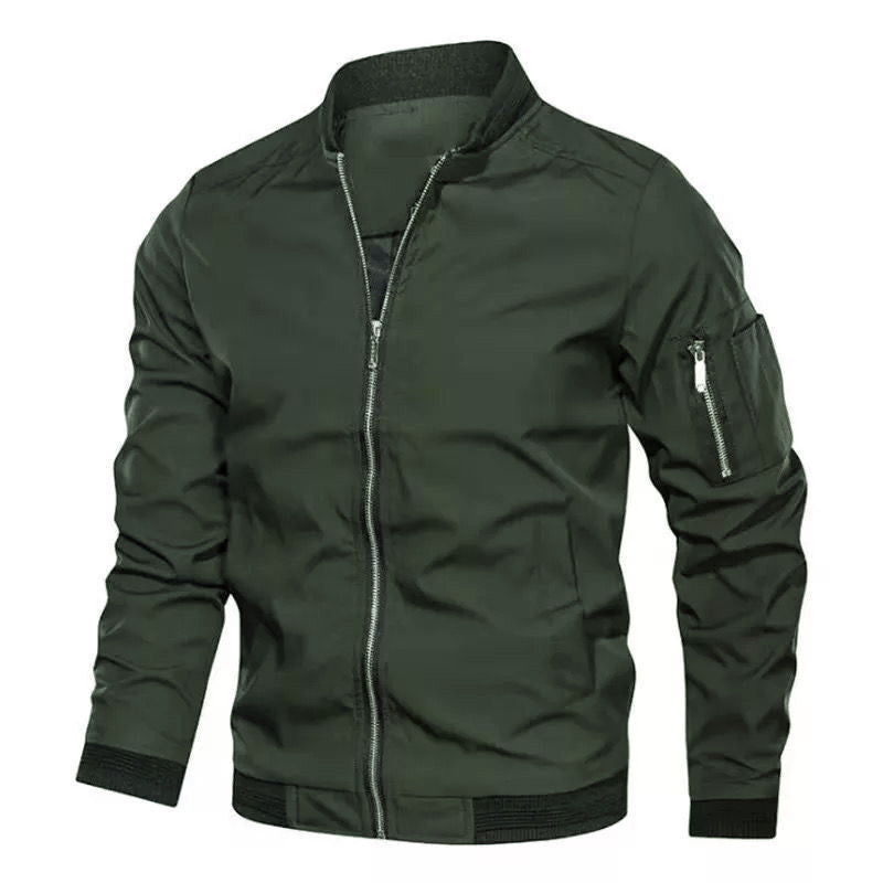 Herren Bomberjacke mit Reißverschluss, wasserabweisendem Nylon und Ärmel-Tasche Echoarchiv