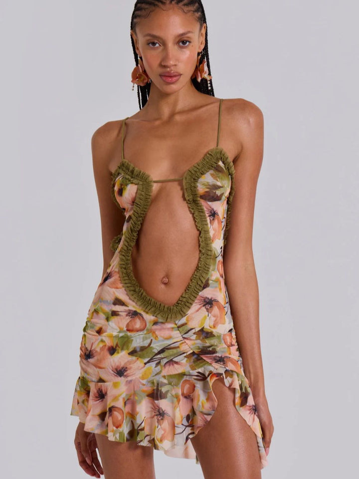 Damen Sommerliches Minikleid mit Raffungen und asymmetrischem Saum Echo Archiv
