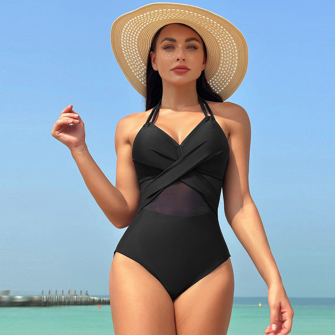 Damen Einteiliger Badeanzug mit stylishen Mesh-Elementen Echo Archiv