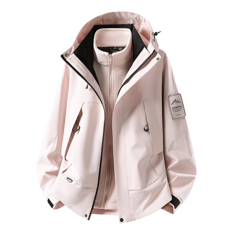 Unisex wasserfeste zweilagige Softshell-Regenjacke mit herausnehmbarem Fleecefutter und Kapuze Echoarchiv