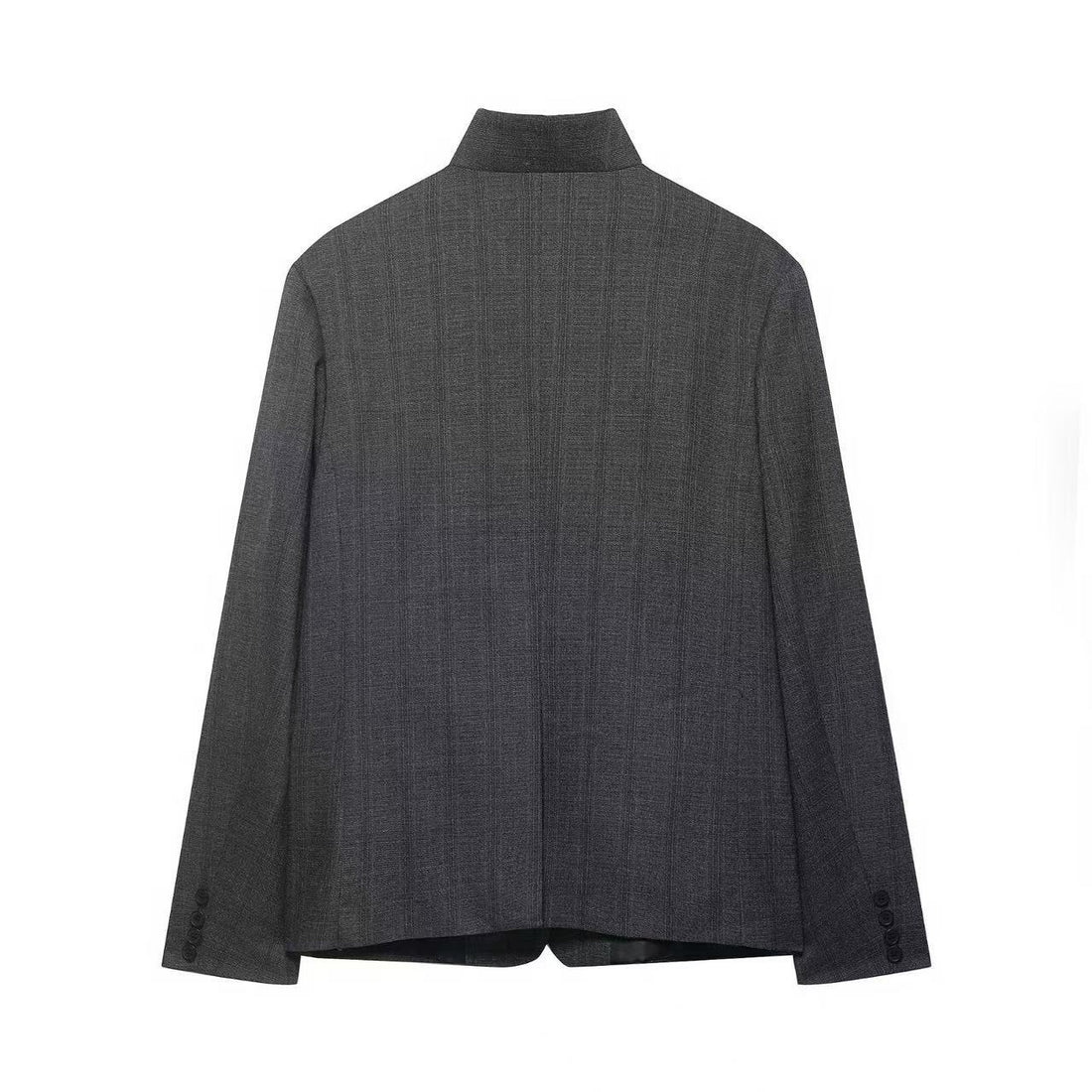 Damen Kurzblazer mit Stehkragen, asymmetrischer Knopfblende und Pattentaschen Echoarchiv