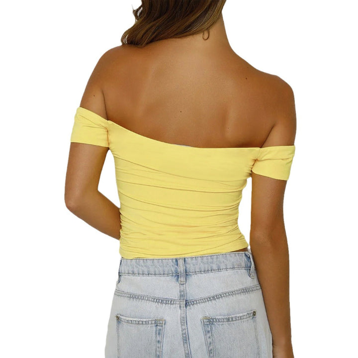 Damen Off-Shoulder Crop-Top mit Raffung Echo Archiv