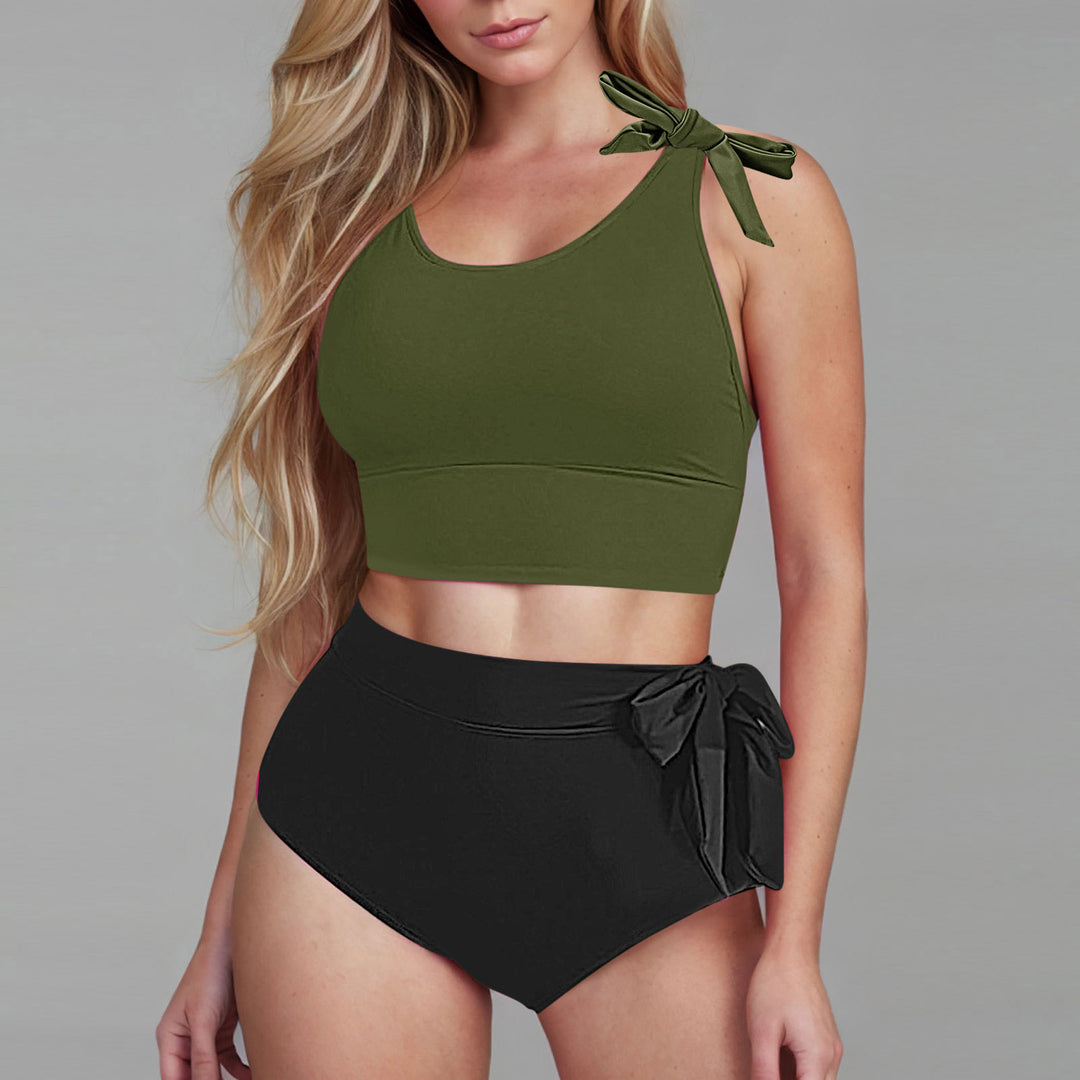 Damen Hochtailliertes Bikini-Set mit verspielten Schleifen Echo Archiv