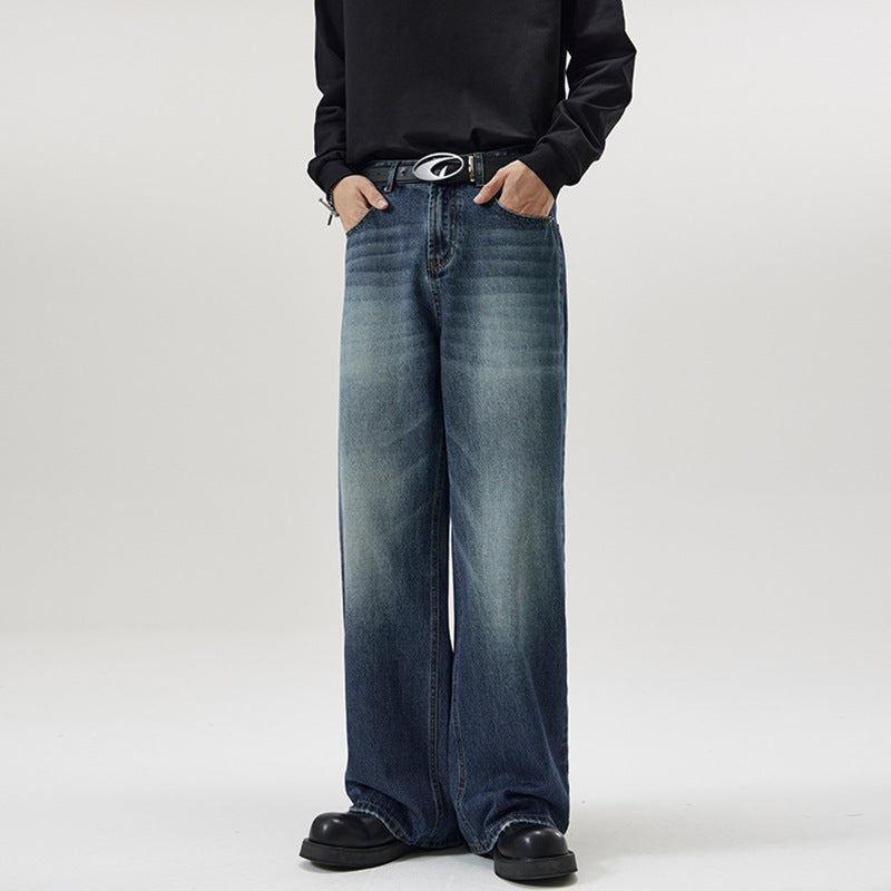Herren Weite Vintage-Denim-Jeans mit ausgeprägtem Fade und geradem Bein Echo Archiv