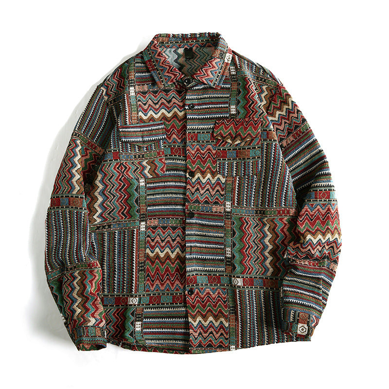 Herren gemustertes Hemd im urbanen Patchwork-Stil Echoarchiv