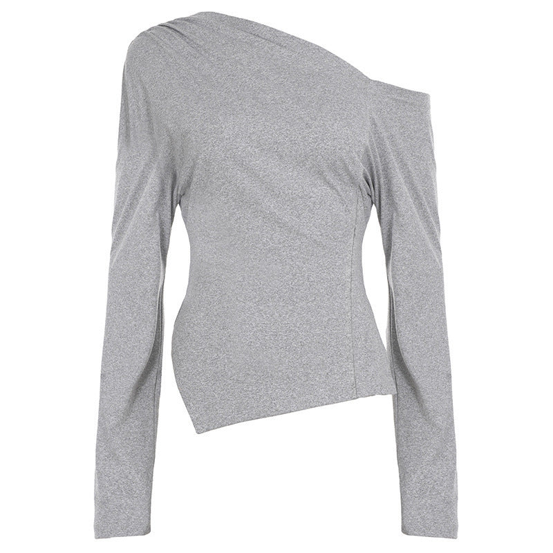 Damen Asymmetrisches Ein-Schulter-Longsleeve aus Stretch-Jersey mit taillierter Silhouette – Avérine