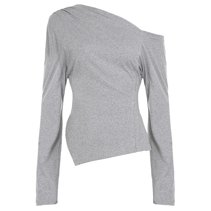 Damen Asymmetrisches Ein-Schulter-Longsleeve aus Stretch-Jersey mit taillierter Silhouette – Avérine