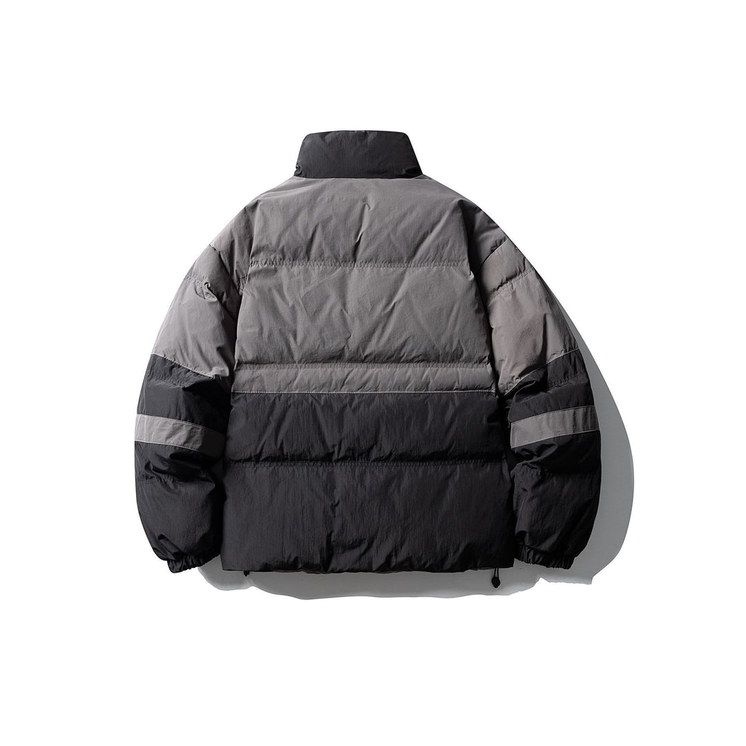 Herren Colorblock-wattierter Kurzblouson mit hohem Stehkragen und Kordelzugsaum Echoarchiv