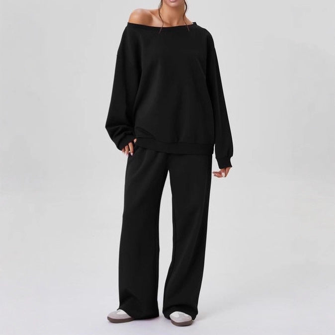 Damen nan legeres Lounge-Set mit einseitigem Schulterdetail und weiter Jogginghose Echo Archiv