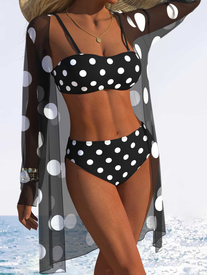 Damen Bikini-Set mit gepolstertem Bustier-Oberteil und elegantem Chiffon-Cover-Up Echo Archiv