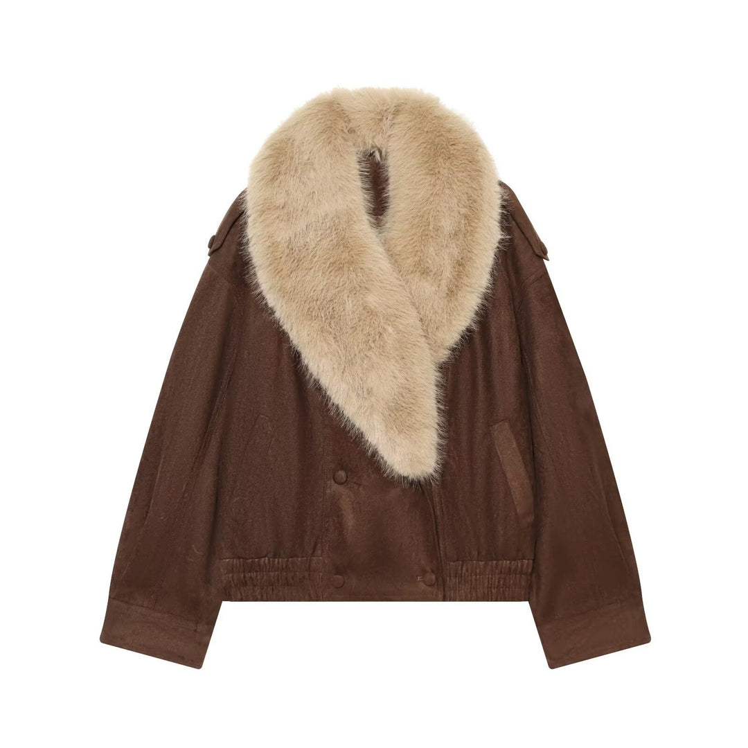 Damen Cropped Veloursjacke mit abnehmbarem XXL-Schalkragen Echo Archiv