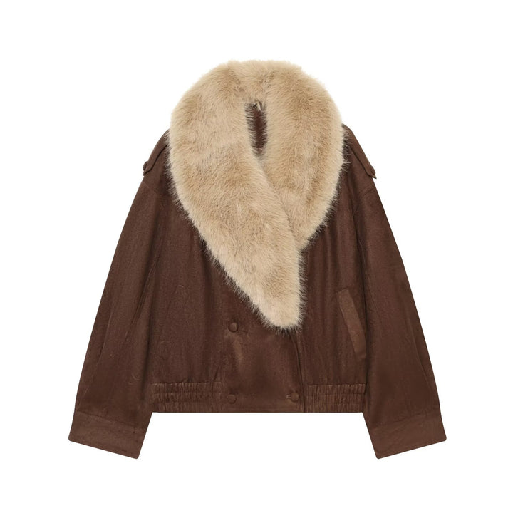 Damen Cropped Veloursjacke mit abnehmbarem XXL-Schalkragen Echo Archiv