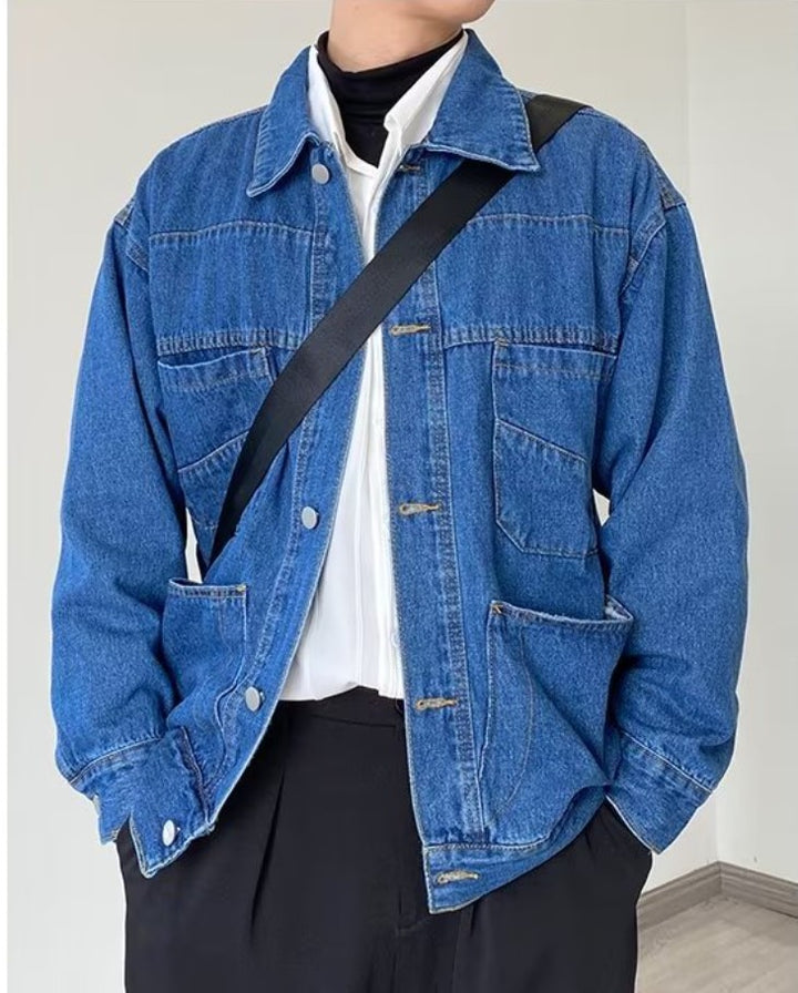 Herren Denim-Überjacke mit praktischen Taschen und klassischem Schnitt Echoarchiv