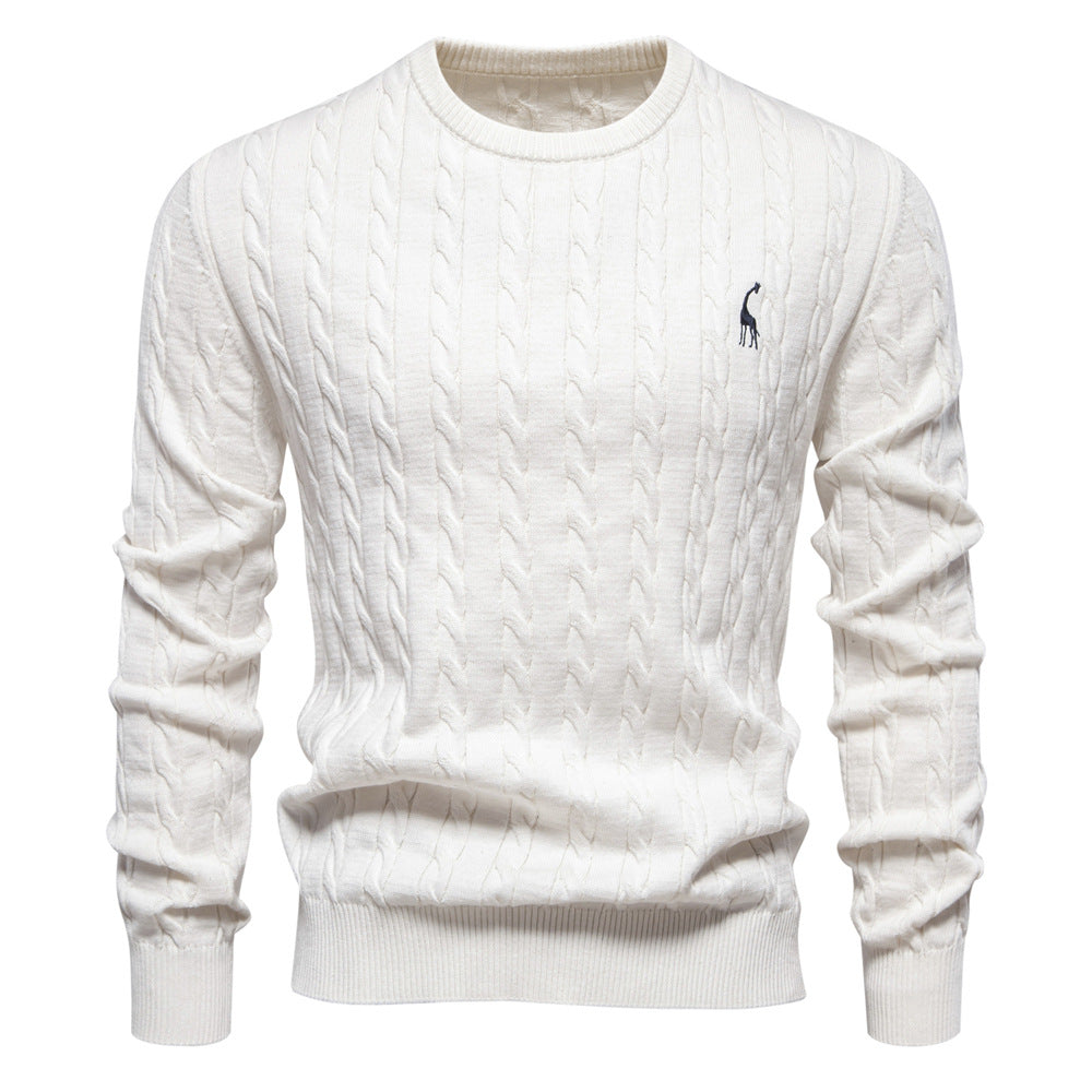 Herren Strickpullover mit Zopfmuster und Rundhalsausschnitt – Norvane