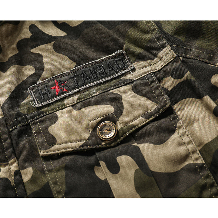 Herren Kapuzen-Camouflage-Fieldjacke mit Teddyfutter, Mehrfach-Taschen und Rippbündchen Echoarchiv