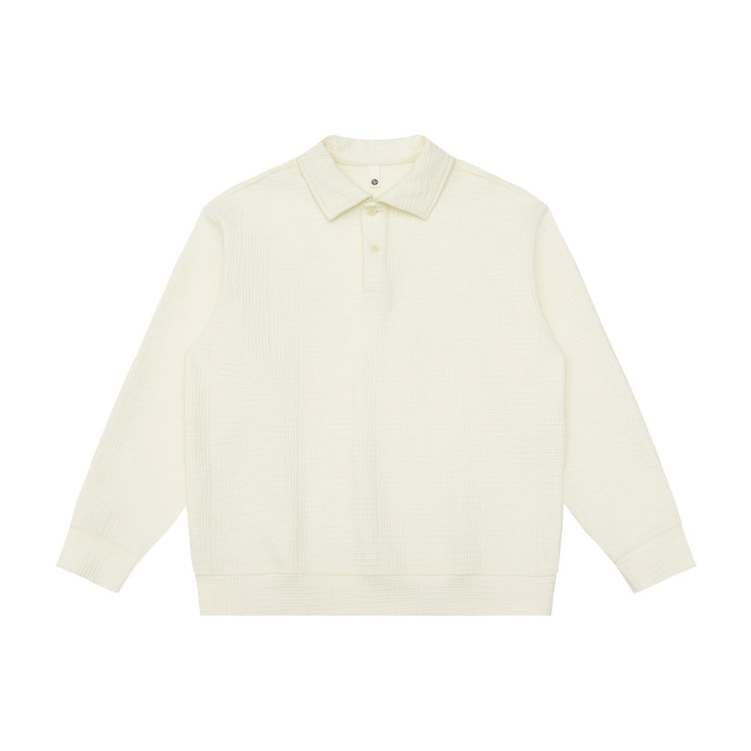 Unisex Waffelstrick-Poloshirt mit Polokragen und Halbknopfleiste Echoarchiv