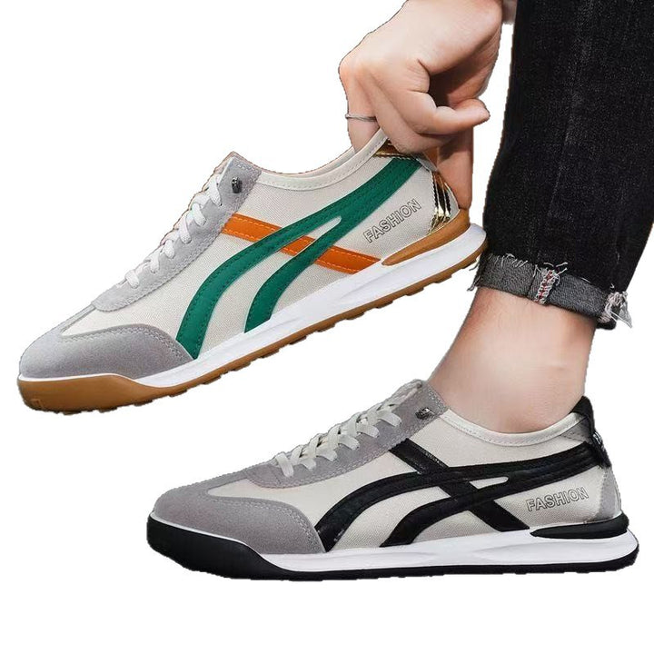 Herren Retro-leichte Low-Top Sneaker mit Canvas-Obermaterial und Wildleder-Overlays Echoarhiv – Norré