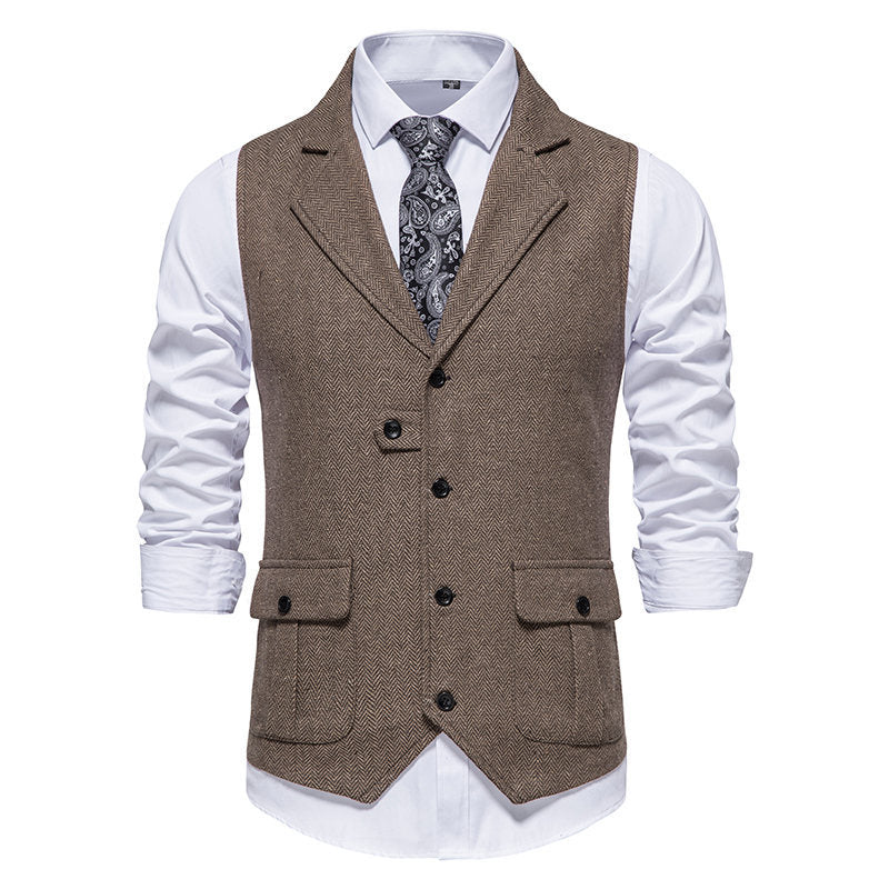 Herren elegante Weste mit strukturiertem Hahnentritt-Muster Echoarchiv