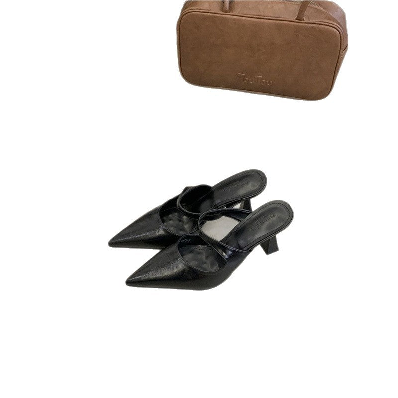 Damen Spitz zulaufende Mule mit Fersenriemchen und skulpturiertem mittelhohem Absatz Echo Archiv