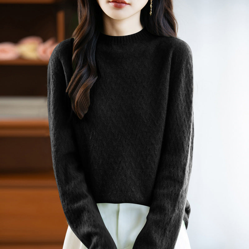 Damen Weicher Feinstrick‑Pullover mit kurzem Mockneck, leichter Mohair‑Optik und entspannter Silhouette Echoarchiv