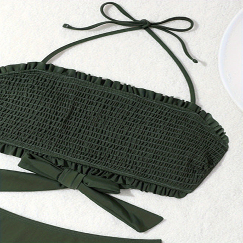 Damen Bandeau-Bikini-Set mit modischem Rüschendesign und raffiniertem Bindegurt Echo Archiv