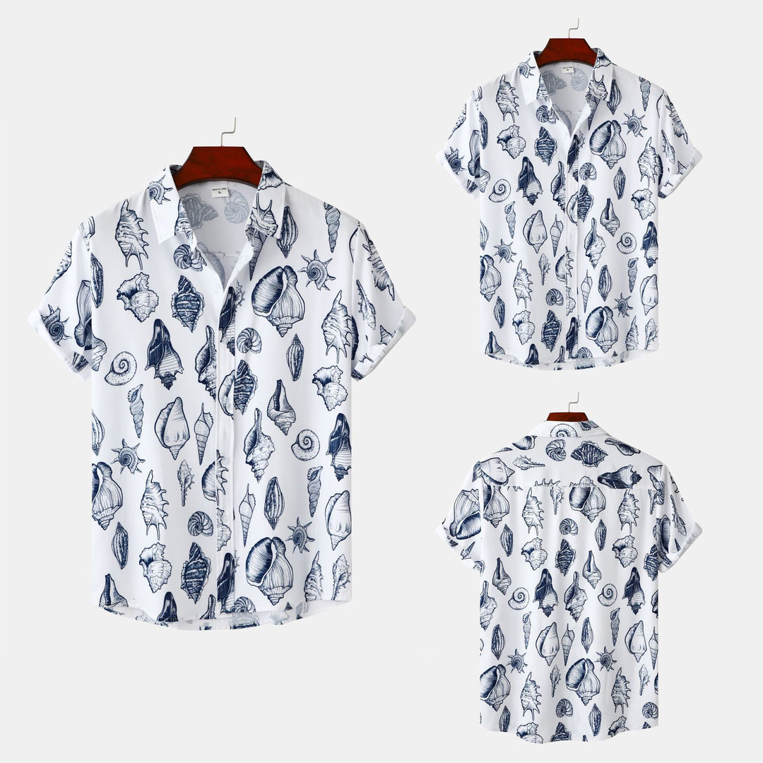 Herren Kurzarmhemd mit maritimem Muschel-Design Echoarchiv