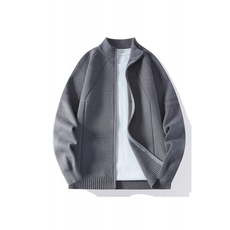 Herren Oversize Feinstrick-Zipjacke mit Stehkragen, Raglanärmeln und gerippten Abschlüssen Echo Archiv