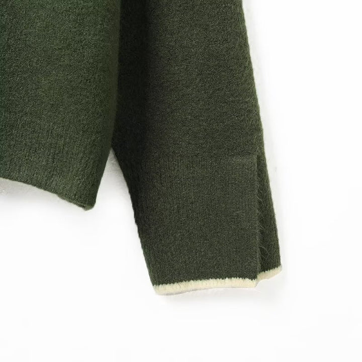 Damen Kurzer Boxy-Cardigan mit Rundhals und Kontrastpaspel Echoarchiv