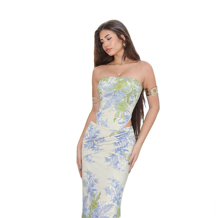 Damen Elegantes Maxikleid mit floralem Muster und figurbetontem Schnitt Echo Archiv